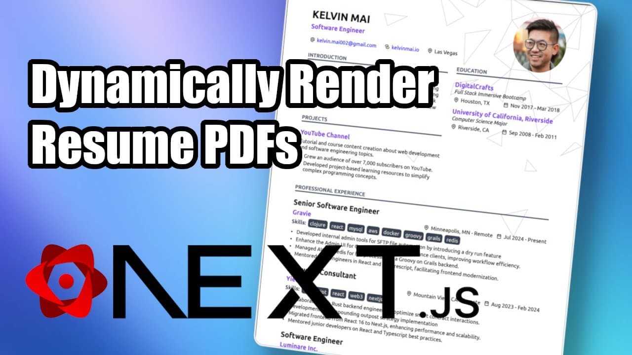 Dynamically Render Render Resume PDFs in Next.js Wtth react-pdf