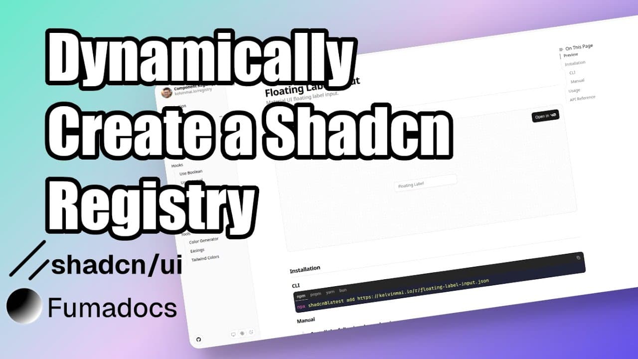 Dynamically Create a Shacn Registry and Documentation with Next.js and Fumadocs