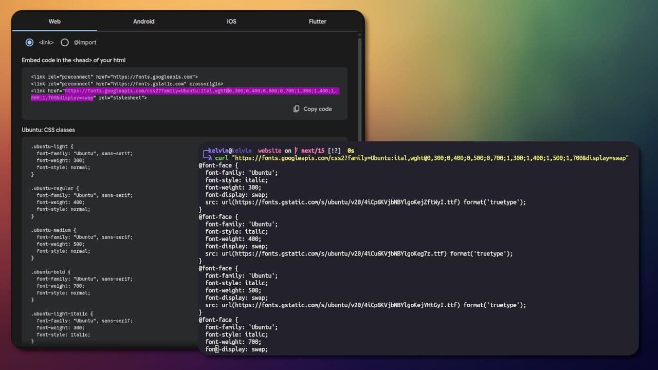 Getting the TTF URL from Google Fonts with curl